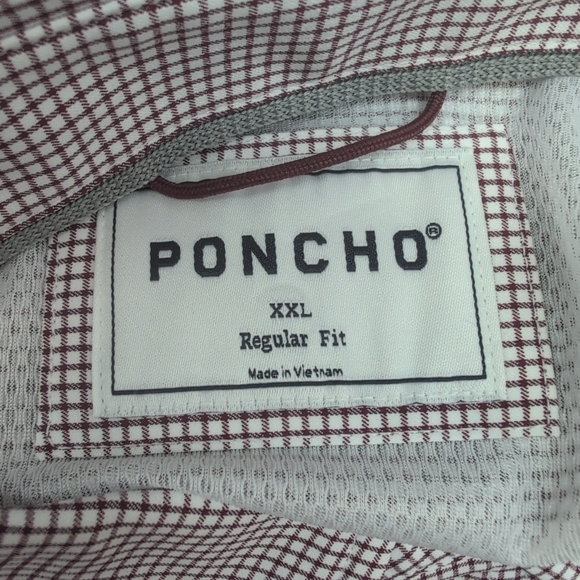 Poncho The Howdy Men's Short Sleeve Checkered Shirt Size XXL Maroon Microcheck - Picture 5 of 8